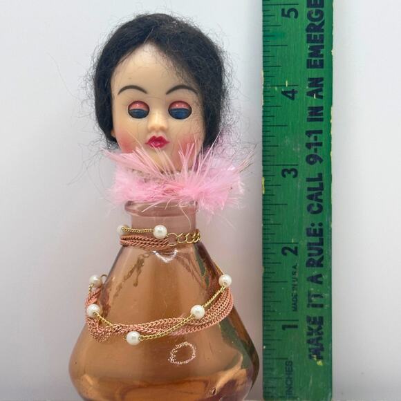 Upcycled Vintage Perfume Bottle Doll Head | Altered Art Cute Boudoir Decor - Picture 9 of 11